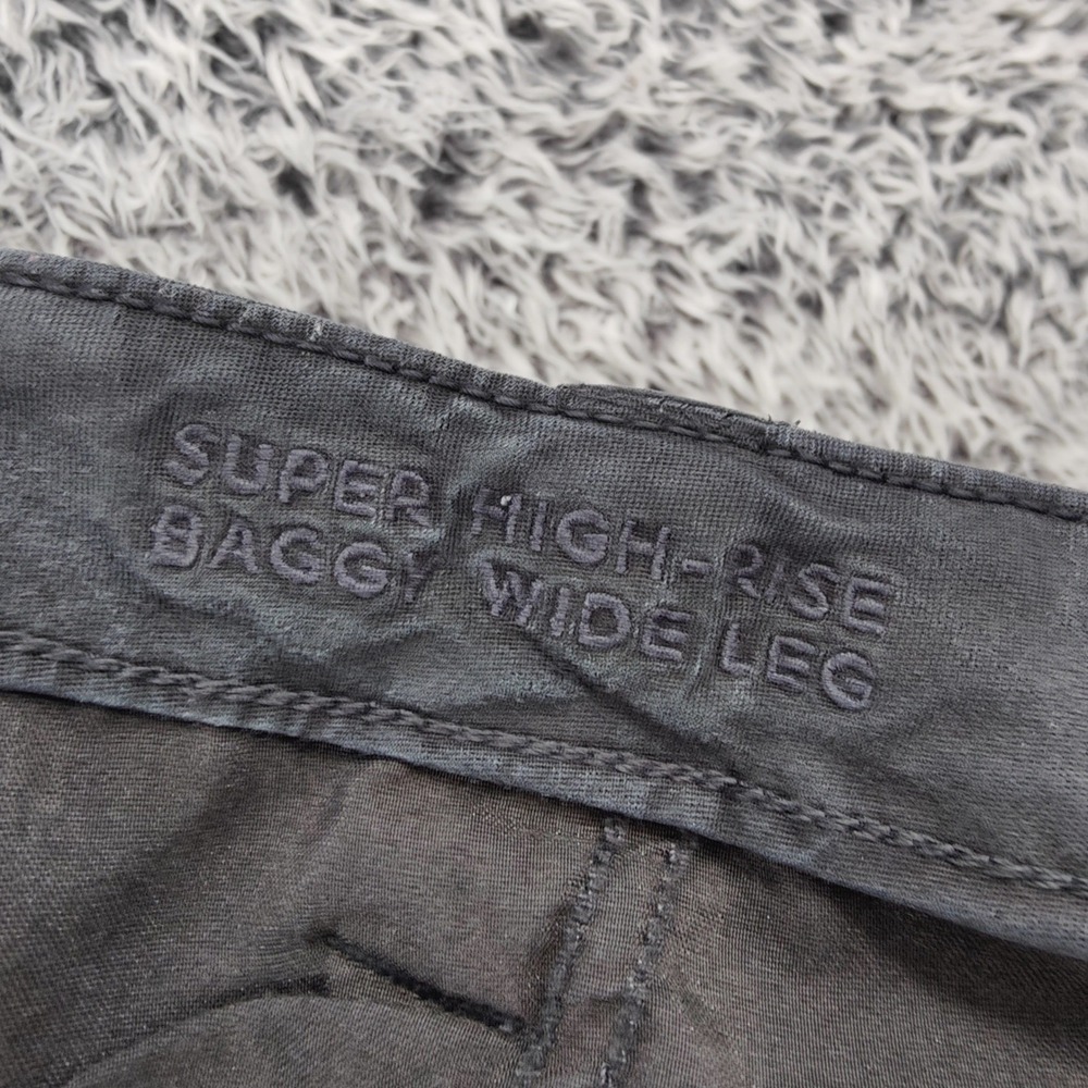 American Eagle Womens Gorpcore Cargo Super High Rise Baggy Wide Pants 10 Black - Picture 7 of 16
